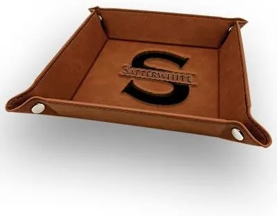 Vista 5 de Bandeja de valet de piel sintética genuina grabada, bandeja de caja Krazy para hombres, bandeja de valet de cuero PU para mujeres, organizador