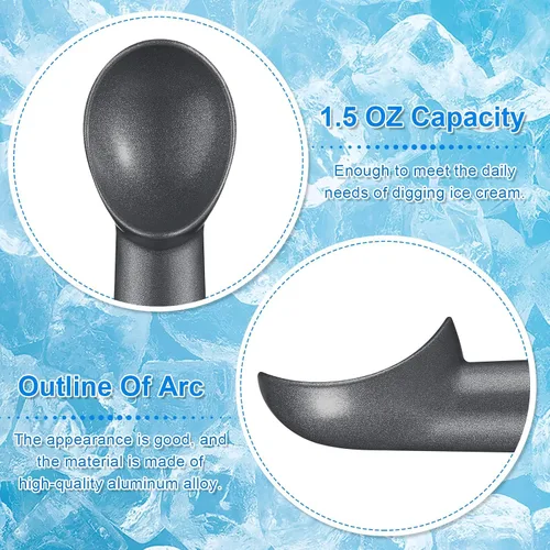 Vista 3 de Suclain Cuchara de helado de 3 piezas de 7 pulgadas, antiadherente, anticongelante, con mango cómodo, diseño de aleación de aluminio, cuchara