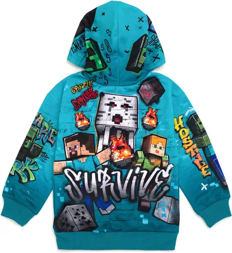 Vista 5 de Minecraft Sudadera con capucha de forro polar para niños pequeños a niños grandes (4-18-20)