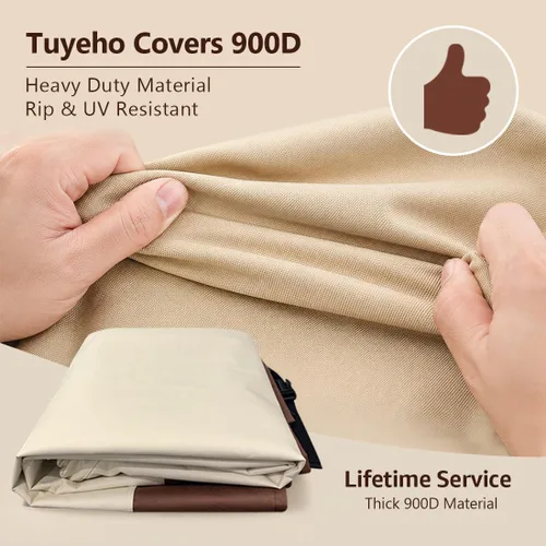 Vista 2 de Tuyeho Funda para muebles de patio, 48 x 28 x 13 pulgadas, tela Oxford duradera y resistente, para exteriores, rectangular, impermeable y resistente