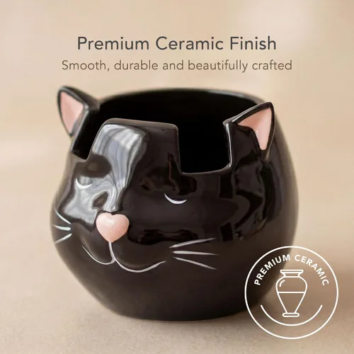 Vista 6 de Soporte y jarrón para lentes de gato, soporte de cerámica para gafas de sol y lentes de gato negro, organizador de decoración y exhibición de regalo
