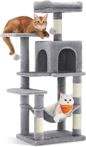 Vista 11 de Feandrea Cat Tree, 59.5-Inch Tall Cat Tower, Multi-Level Condo, Smoky Gray Gris ahumado (Smoky Gray)