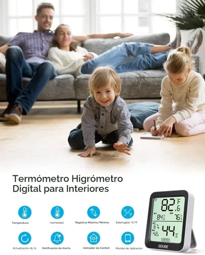 Vista 3 de Govee Higrómetro Digital Higrómetro Interior Termómetro de Habitación H5075, Medidor de Temperatura y Humedad Bluetooth con Control Remoto