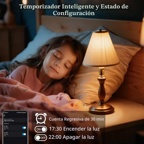 Vista 5 de Bombillas LED inteligentes Meliya, cambio de color regulable y temporización, WiFi y Bluetooth inteligentes, compatibles con Alexa y Google