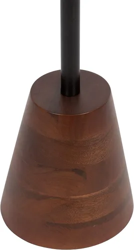 Vista 5 de Kate and Laurel Tira - Mesa auxiliar redonda, 14 x 14 x 24 pulgadas, madera marrón nogal y negro, mesa auxiliar decorativa estilo pedestal para usar