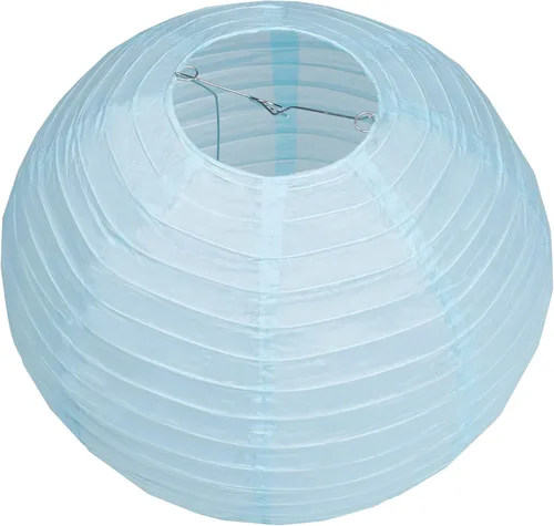 Vista 3 de Paquete de 3 linternas redondas de papel para decoración de boda y fiesta de cumpleaños (azul bebé, 4 pulgadas/3.9 in)