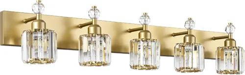 Vista 13 de PRESDE Aplique de pared de cristal único, lámpara de tocador cromada moderna, lámpara de pared de 1 luz para baño, dormitorio, pasillo