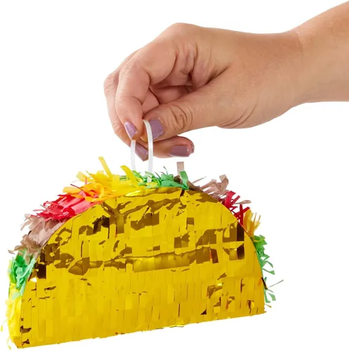 Vista 4 de BLUE PANDA Paquete de 3 mini piñatas para taco, 6.25 x 2 x 3.6 pulgadas, decoraciones de tacos y mini piñata