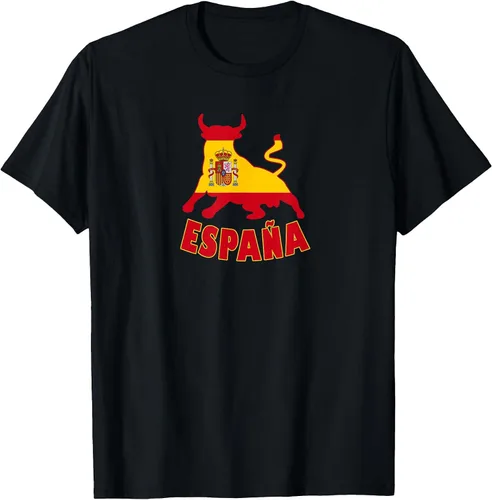 Vista 73 de Spain Espana with Bull and National Flag/Present T-Shirt Asphalt Grey