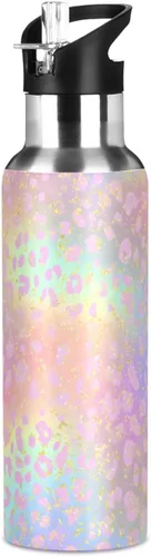 Vista 18 de ALAZA Botella de agua con diseño de bandera estadounidense con diseño de camuflaje grunge con tapa de pajilla, botella térmica de acero inoxidable