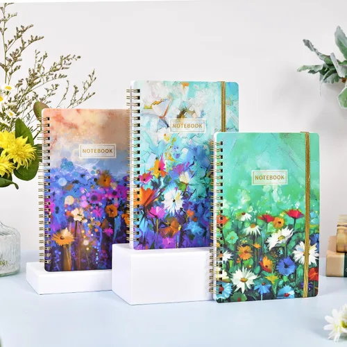 Vista 6 de Cuaderno en Espiral - Paquete de 3 Cuadernos A5 con Renglones, 21 x 15 cm, 3 × 160 Páginas, Diario para Mujeres, Cuaderno con Renglones