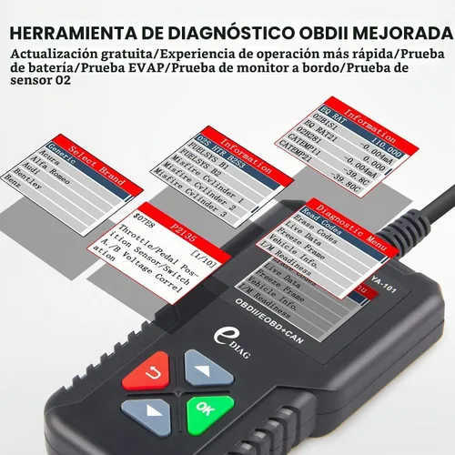 Vista 3 de Escáner EDIAG OBD2 YA-101 Lector de código de automóvil para comprobar la luz del motor, sensor O2 y prueba EVAP, modo de prueba de monitor a bordo