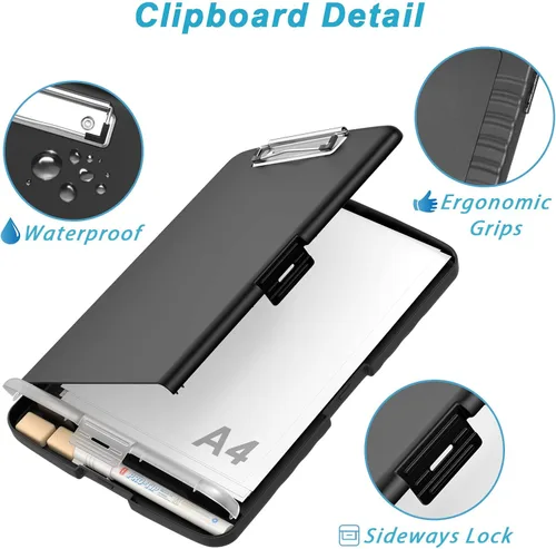 Vista 5 de Rimilak Portapapeles de plástico con almacenamiento, portafolio de enfermería de alta capacidad 8.5 x 11 con soporte para bolígrafo, tamaño 14.2 x