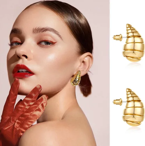 Vista 2 de Long Waterdrop Earrings for Women Gold Droplet Hoop Dangle Earrings Fashion Jewelry for Women Girls