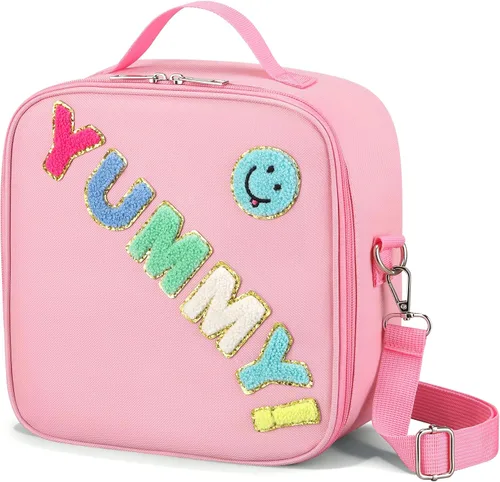 Vista 14 de Lonchera aislada para niños con correa de hombro ajustable impermeable, bolsa de almuerzo reutilizable para niñas y niños, bolsa térmica lavable
