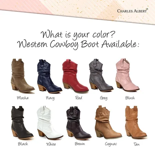 Vista 6 de Charles Albert Botas de vaquero occidentales modernas desgastadas para mujer con lengüetas de tracción
