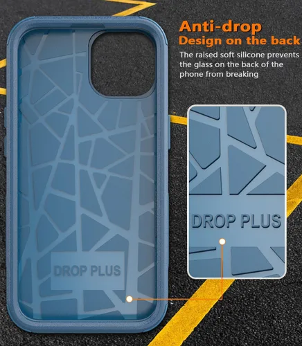 Vista 7 de Diverbox Funda para iPhone 15 [a prueba de golpes] [a prueba de caídas] [protector de pantalla de vidrio templado], funda de protección resistente