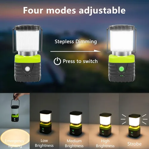 Vista 2 de Jarxin 1 unidad de linterna de camping LED luz cálida 3200K recargable de 1000 lm, batería externa de 4500 mAh, linterna para emergencias