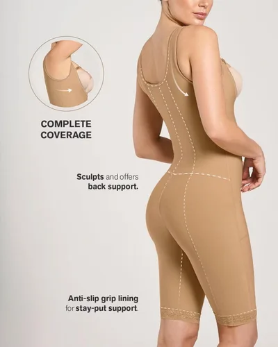 Vista 5 de Leonisa Womens Braless Body Shapewear with Thigh Slimmer High Compression