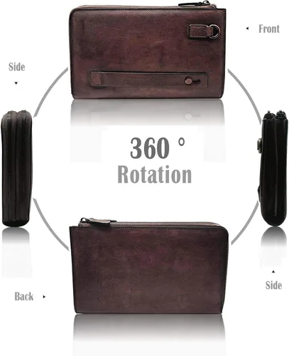 Vista 6 de Bolso de mano de mano para hombre de cuero genuino carteras bolso de lujo monederos