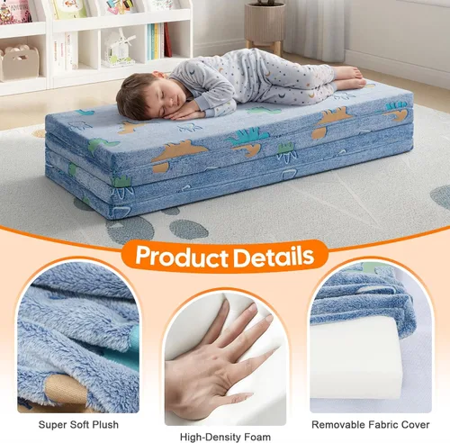 Vista 5 de MeMoreCool Colchón de piso tipo futón para niños, alfombrilla de juego y almohadilla muscular grande de 6x4 pies, colchón de tatami de espuma gruesa