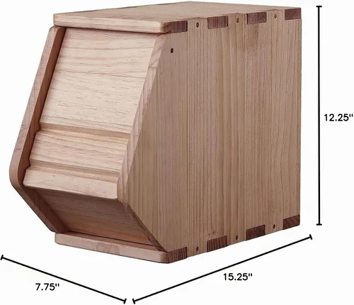 Vista 6 de Cofre de Almacenamiento Apilable de Madera Maciza, Gabinete de Entrada del Vestíbulo, Contenedores con Tapas, Caja Modular de Madera Multiusos