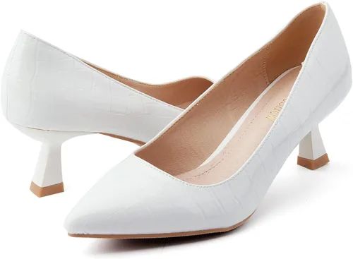 Vista 2 de youngshow Zapatos de vestir para mujer, tacón bajo y cerrado, puntera puntiaguda, sin cordones, para el trabajo y la oficina