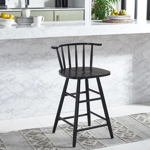 Vista 8 de Safavieh Home Collection Jay Farmhouse - Taburete de madera maciza con husillo negro, 25 pulgadas