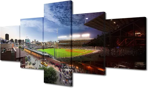 Vista 38 de Arte para pared, lienzo para estadio deportivo, arte para pared, diseño de campo de Wrigley en Chicago, pinturas de Chicago, impresiones sobre