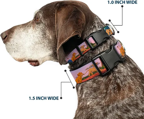 Vista 2 de Collar de perro clip de plástico Rey León Simba Nala escenas de crecimiento de 13 a 18 pulgadas 1.5 pulgadas de ancho