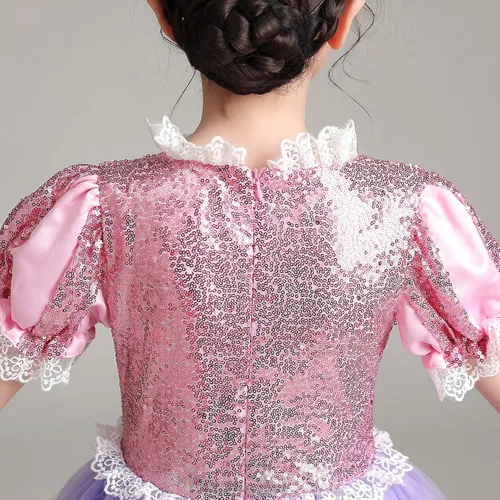 Vista 5 de JerrisApparel Disfraz de princesa para niñas fiesta de cumpleaños cosplay vestido morado con accesorios