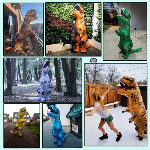 Vista 2 de Disfraz inflable de dinosaurio de Purim para fiesta de Halloween, cosplay, trajes de mascota, vestido de anime de dibujos animados para adultos