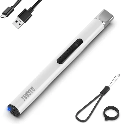 Vista 16 de Encendedor de velas, eléctrico recargable con arco USB, resistente al viento, sin llama, encendedor de plasma de palo largo con cuerda y anillo, sin