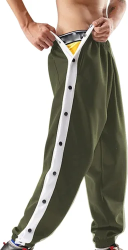Vista 2 de Pantalones deportivos de baloncesto para hombre, pantalones de baloncesto con abertura alta, botones a presión, pantalones sueltos para correr