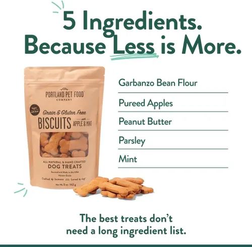 Vista 3 de Portland Pet Food Company Golosinas para Perros de Manzana y Menta Galletas Saludables para Perros Pequeños, Medianos y Grandes - Sin Granos, Grado