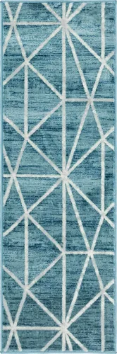 Vista 10 de Unique Loom Matrix Trellis Collection - Alfombra geométrica (2 pies x 6 pies 1 pulgada, azul/azul claro)