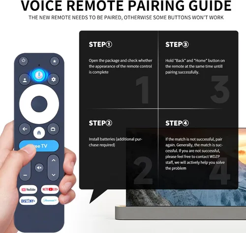 Vista 4 de Nuevo R-C-OHS-C008 Control remoto de reemplazo de voz para Onn Google TV 4K Pro dispositivo modelo 100135769