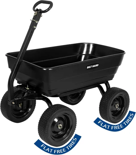 Vista 10 de BILT HARD Carro de basura de jardín de polietileno 272 kg con neumáticos sin riesgo de pinchazos, liberación rápida, 0,11 m³, carro de basura