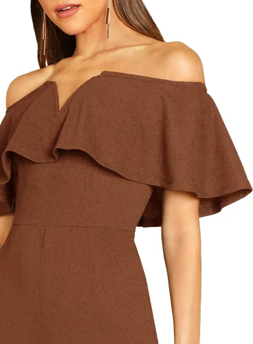 Vista 5 de Verdusa enterizo elegante largo para mujer, con hombros descubiertos y de tiro alto