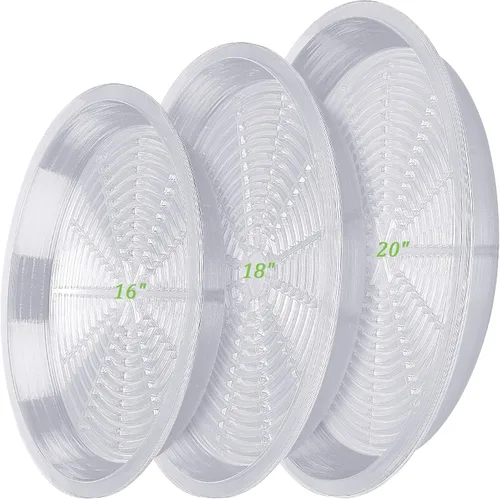Vista 9 de Shellwei Paquete de 18 platillos de plástico de 16 pulgadas, bandejas de goteo extra grandes para macetas transparentes, bandeja de goteo