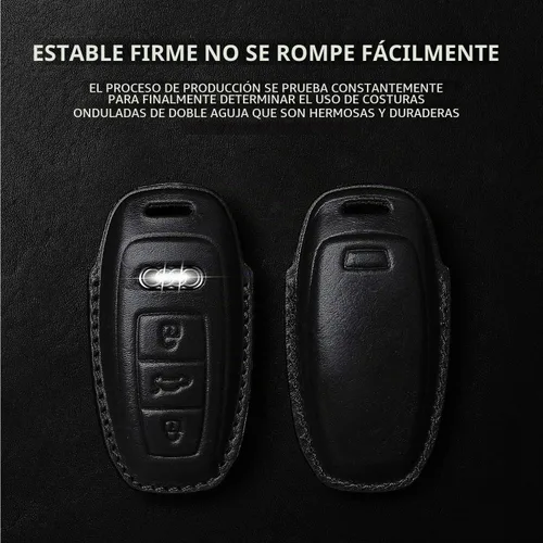 Vista 3 de Tukellen Funda de Cuero para Llavero de Audi con Cadena de Llaves, Protector de Funda de Cuero Compatible con Llavero Inteligente sin Llave 2019