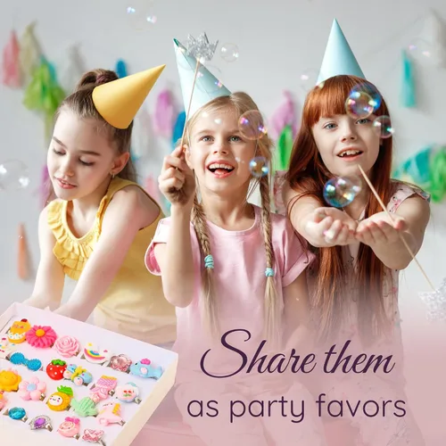 Vista 7 de nutty toys Anillos de Joyas para Niñas Pequeñas, 24 Juego de Joyería Ajustable para Disfrazarse y Juego de Simulación para Niños, Mejores Regalos