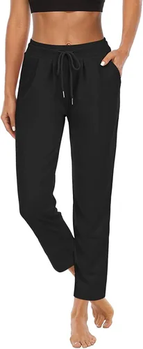 Vista 4 de Pantalones deportivos para mujer, leggings deportivos, pantalones de pierna recta, con cordón, holgados, cintura elástica, pantalones de descanso