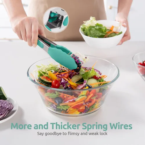 Vista 8 de Pinza de cocina resistente al calor de 600ºF: pinza de cocina de silicona U-Taste de 7 pulgadas con puntas de goma antiadherentes selladas firmes