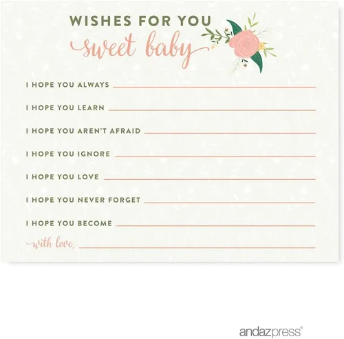 Vista 15 de Andaz Press Colección de rosas florales para baby shower, juegos, actividades, decoraciones, tarjetas de consejos para mamá y papá, paquete de 20