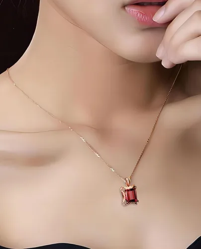 Vista 5 de Kim Carrey 18K Rose Gold Women's Necklace Natural Stone Gem Necklaces for Women Elegant Necklaces for Women Women's Jewelry Giftt