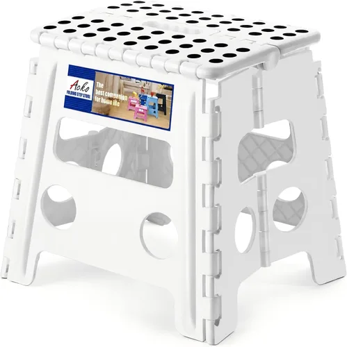Vista 13 de ACKO Taburete plegable de 13 pulgadas, soporta 300 libras para adultos y Bicolor Verde