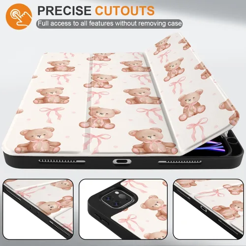 Vista 3 de DONGKE Funda para iPad Pro de 12.9 pulgadas 6ª generación 2022, soporte para lápiz integrado + soporte triple + encendido automático/apagado + funda