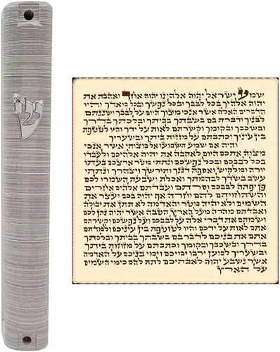 Vista 6 de TALISMAN4U Funda impermeable judía MEZUZAH con desplazamiento 3D de metal pintado diseño clásico Israel Judaica puerta Mezuza de plástico 5 pulgadas