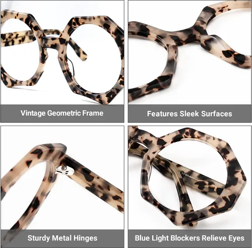 Vista 3 de Zeelool Gafas geométricas de gran tamaño con bloqueo de luz azul, gafas de moda para mujer con protección UV400 ZOP01887